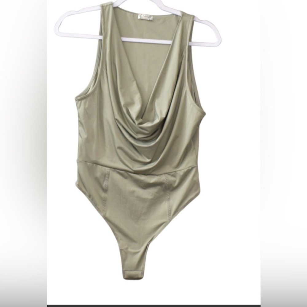 Free People Olive Draped Tank Bodysuit